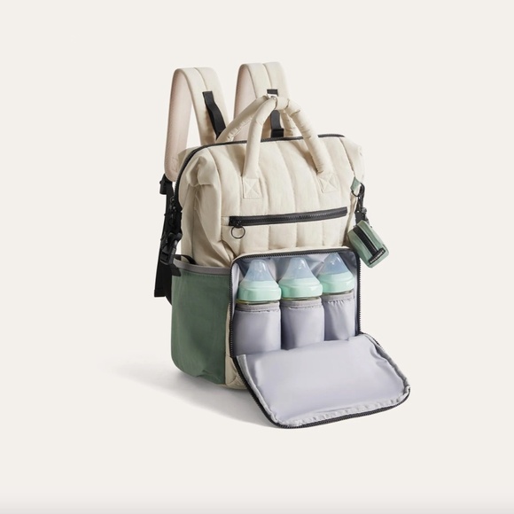 BAGSMART Paz 25L Diaper Bag Backpack, CELADON Green & Ivory White - Picture 2 of 14